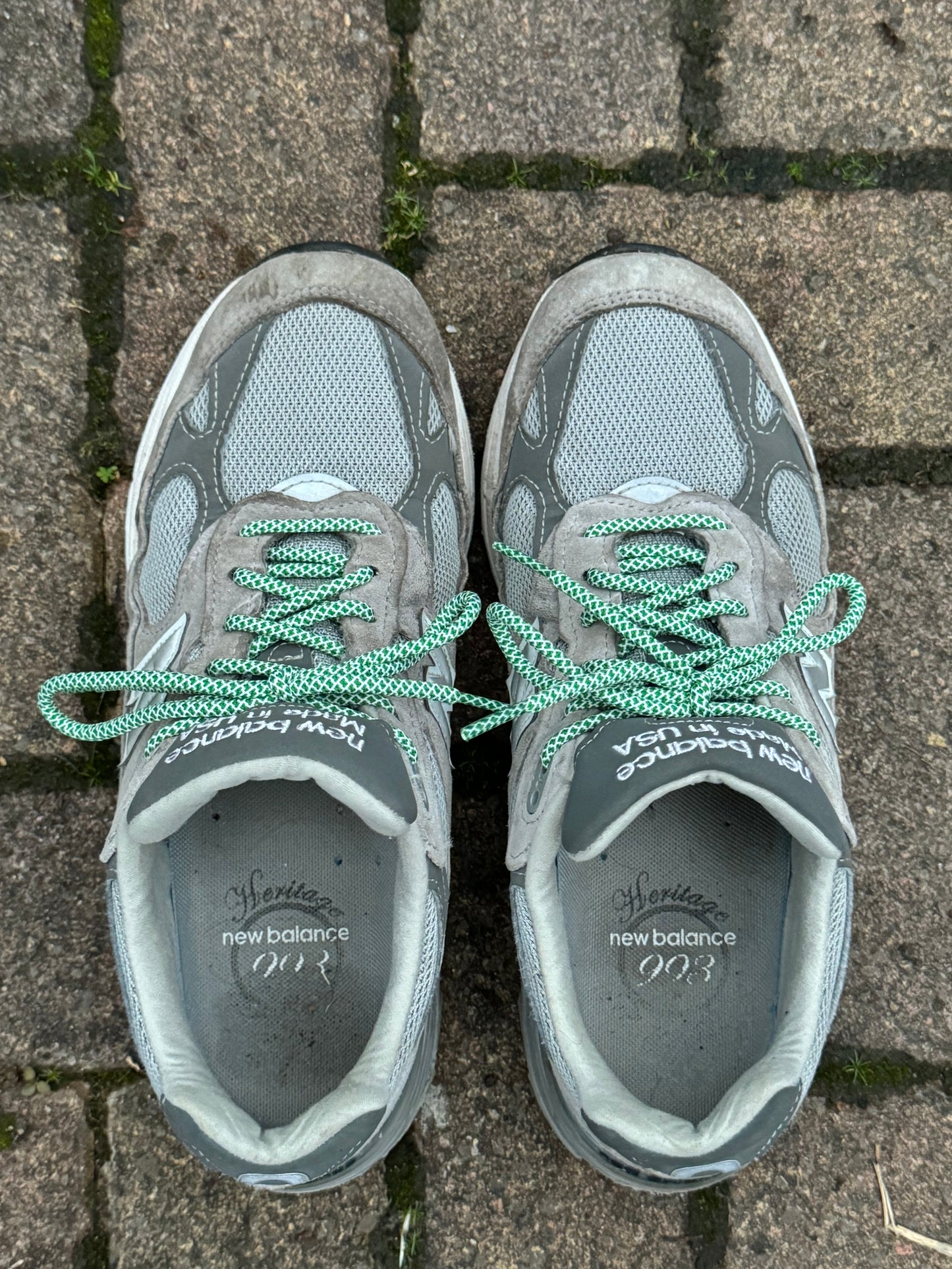 Green & White Honeycomb Laces - 120cm