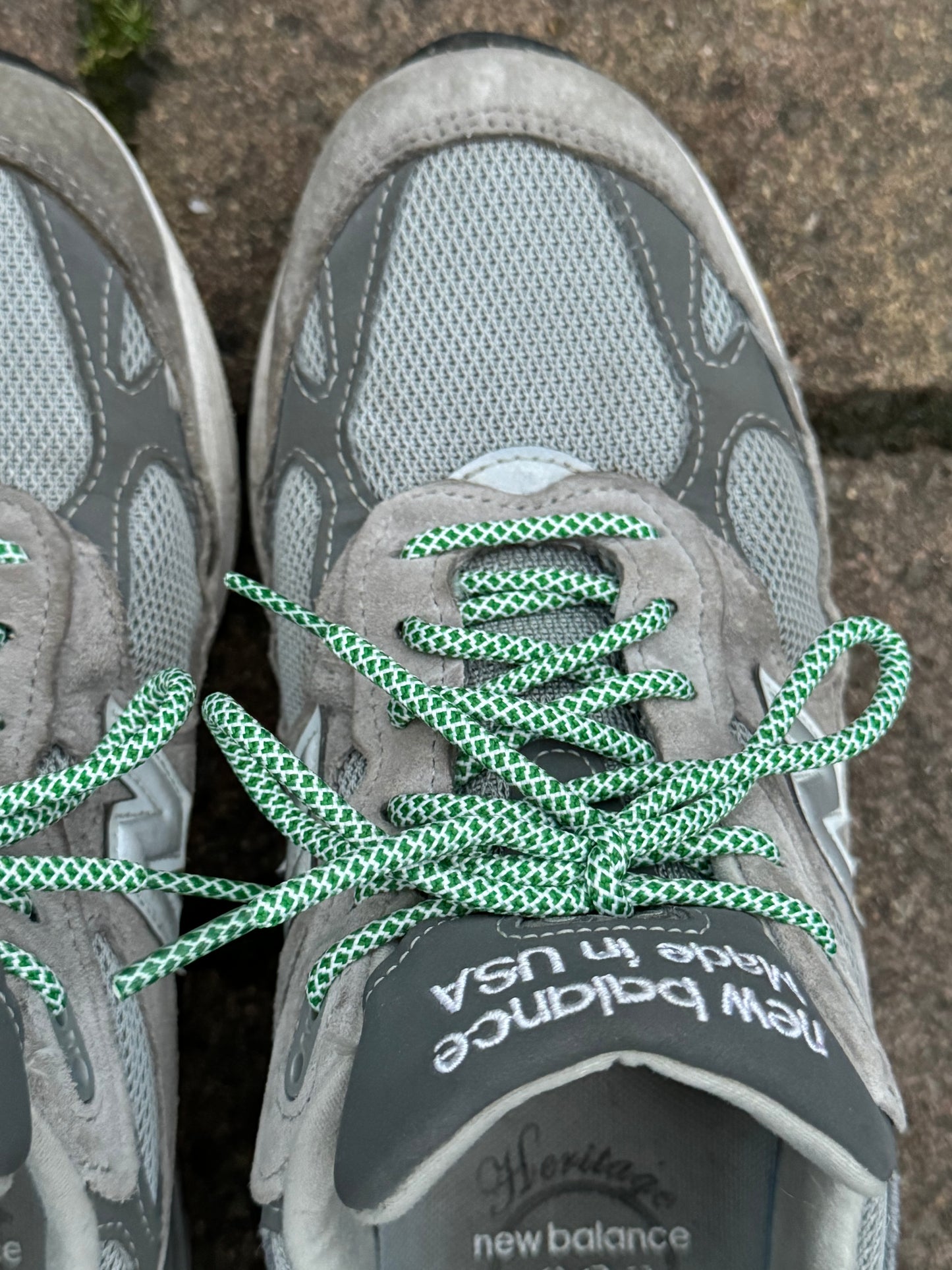 Green & White Honeycomb Laces - 120cm