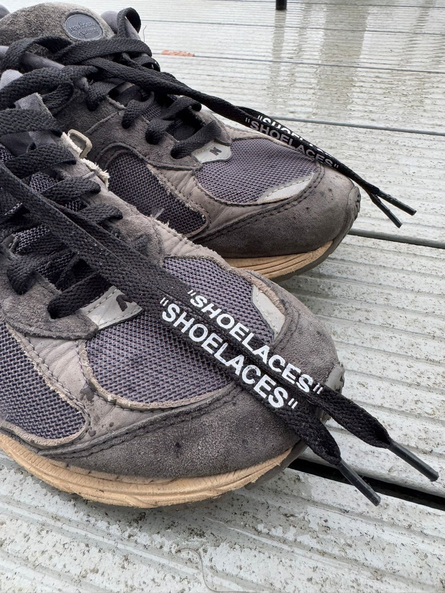 Black Flat "SHOE LACE" Print Laces - 120cm